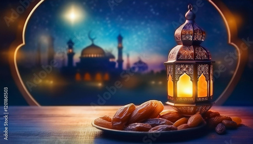 Ramadhan kareem and moslem culture concepts mosque and lantern ramadan islamic banner