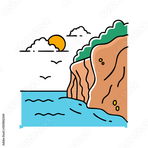 seaside cliff icon, seaside cliff vector illustration-simple illustration of seaside cliff, perfect for seaside cliff logos and icons photo