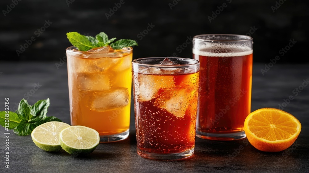 Chilled refreshing tea served in elegant glass cups with a drizzle of honey creating a perfect summertime treat The image showcases the beautiful presentation of this thirst quenching beverage Chilled refreshing tea served in elegant glass cups with a drizzle of honey creating a perfect summertime treat The image showcases the beautiful presentation of this thirst quenching beverage