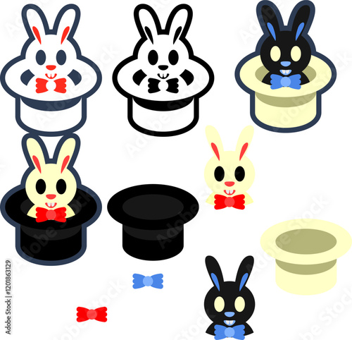 bunny in magic hat sticker set
