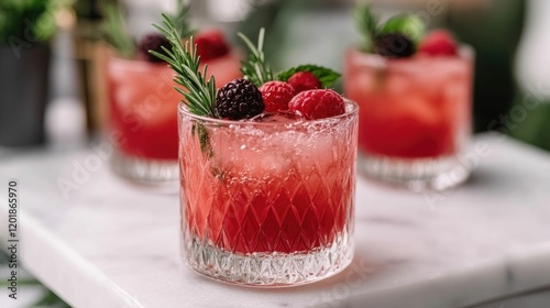 Wallpaper Mural Sparkling Fruit Mocktails in Crystal Clear Glasses with Herbal Touches for Refreshing Luxury   Non Alcoholic Gourmet Beverage Ideal for Cocktail Parties Events and Torontodigital.ca