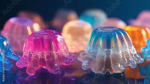 Jelly shaped like shimmering glass sculptures photo