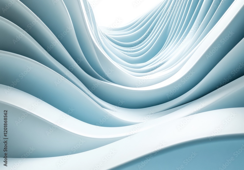 Obraz premium Abstract Waves in Soft Blue Tones Creating a Fluid and Dynamic Visual Experience with Curves and Lines for Design and Creativity Applications