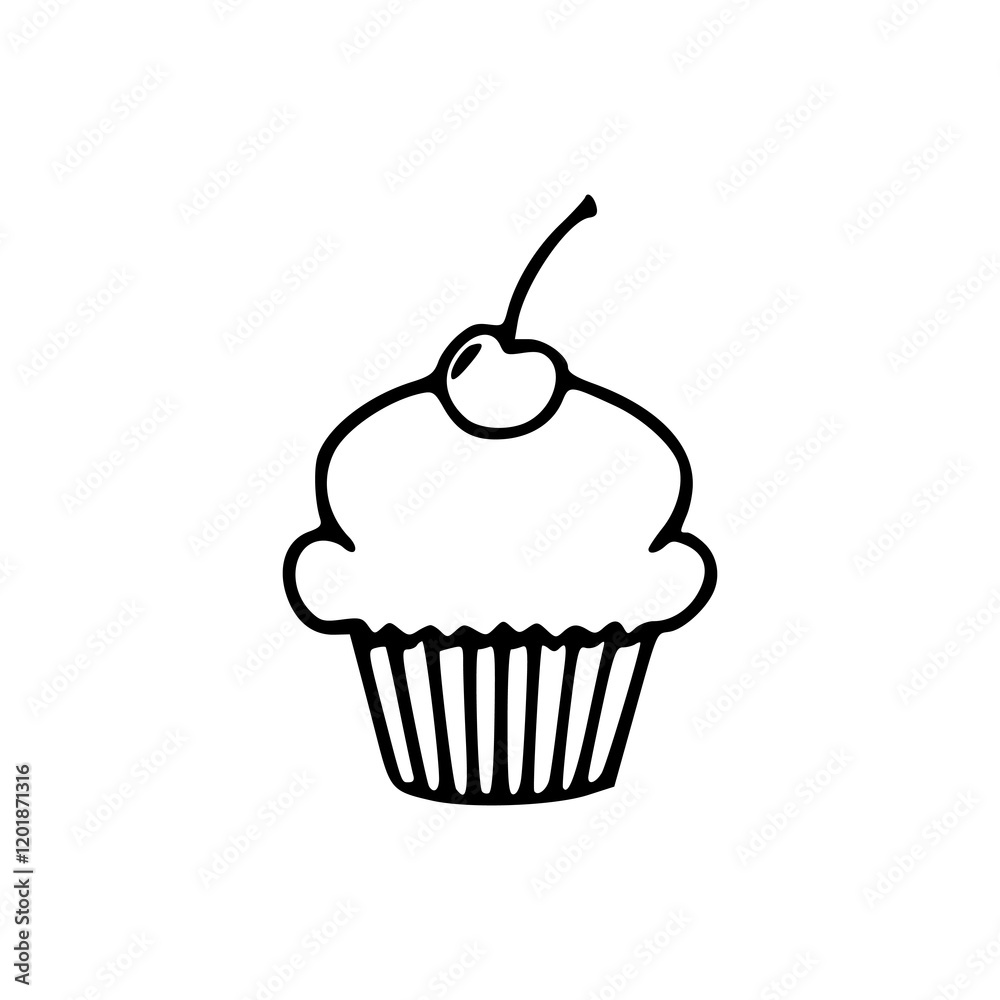 a line art drawing of a cupcake icon a line art drawing of a cupcake icon