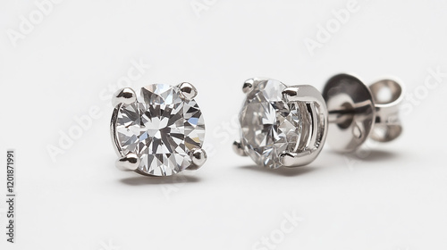 Elegant silver diamond stud earrings featuring sparkling round gemstones, ideal for both formal events and everyday wear photo