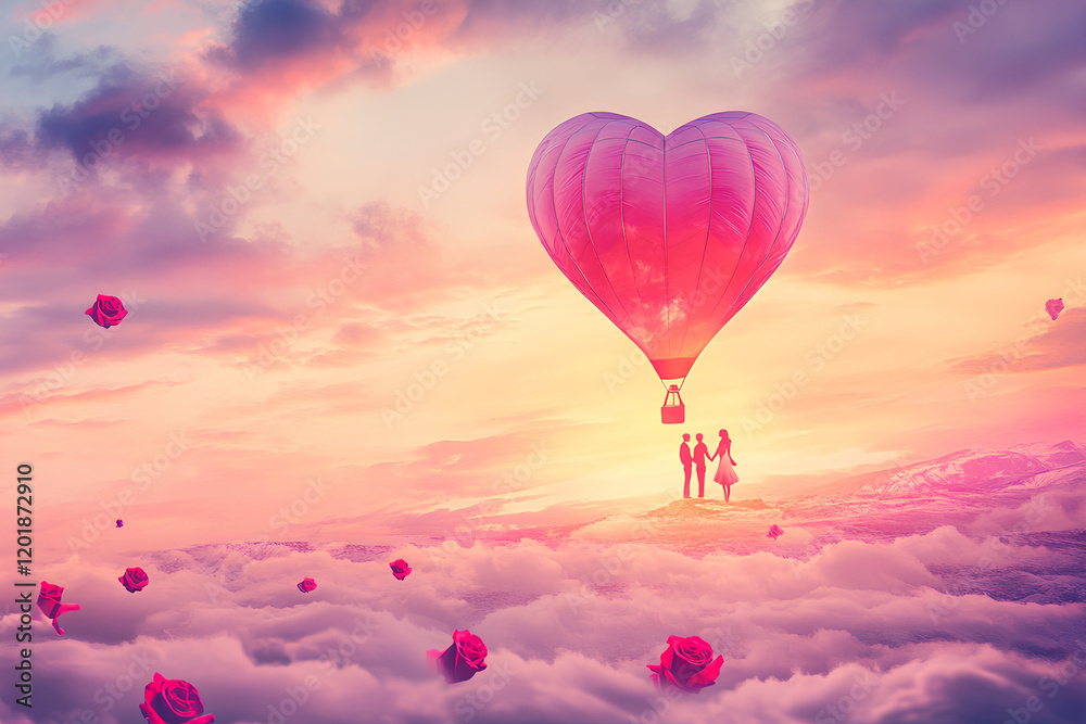 Obraz premium Colorful hot air balloon flying at