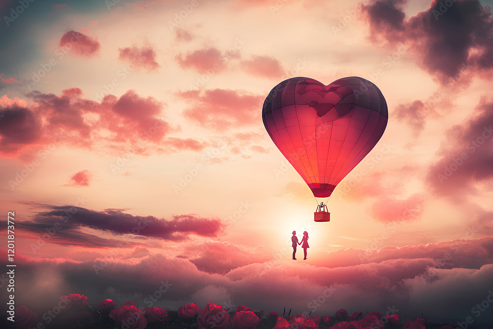 Obraz premium Colorful hot air balloon flying at