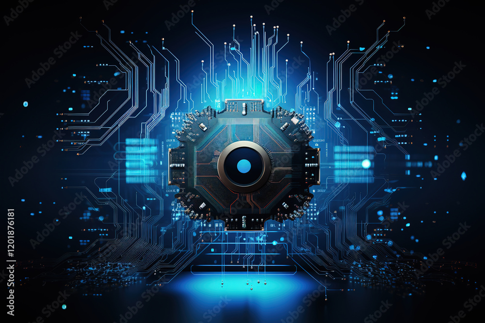 Obraz premium cutting-edge safety concept combining technology and digital security elements
