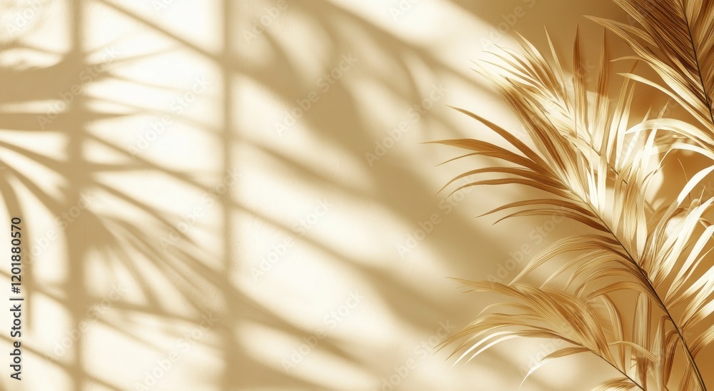 Elegant Shadows of Leaves on a Warm Neutral Background Capturing the Essence of Nature's Beauty and Tranquility in a Contemporary Indoor Space Elegant Shadows of Leaves on a Warm Neutral Background Capturing the Essence of Nature's Beauty and Tranquility in a Contemporary Indoor Space