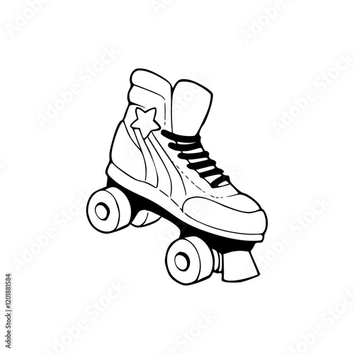 a drawing of a roller skates isolated on white background