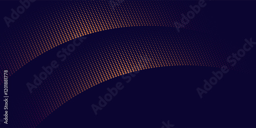 Dark abstract background with flowing curve particles. Glowing dotted lines circle design element. Modern dots pattern. Futuristic technology concept. eps 10