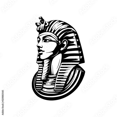 a drawing silhouette of a pharaoh mask illustration