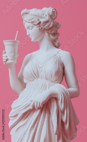 poster of greek godess aphrodite statue holding a drink photo