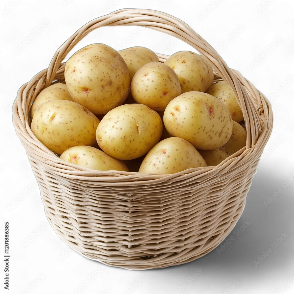 basket of potatoes on transparent background png