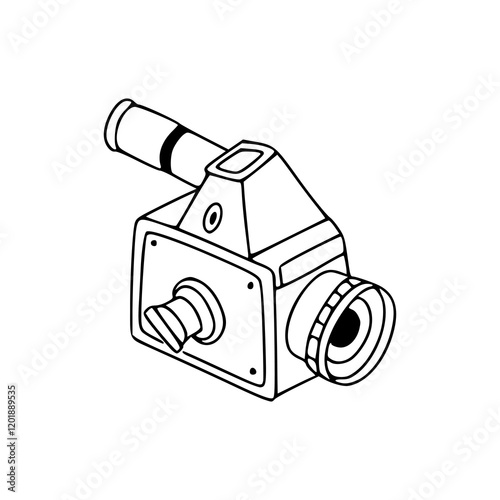 a line art drawing of a vintage camera illustration
