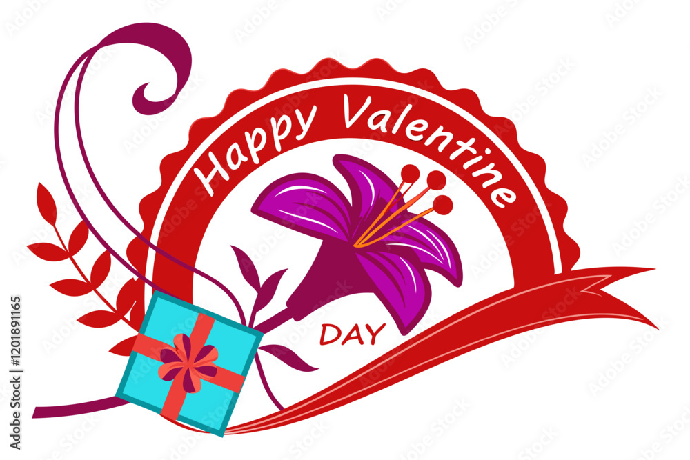 Naklejka premium heart with flowers happy valentine day