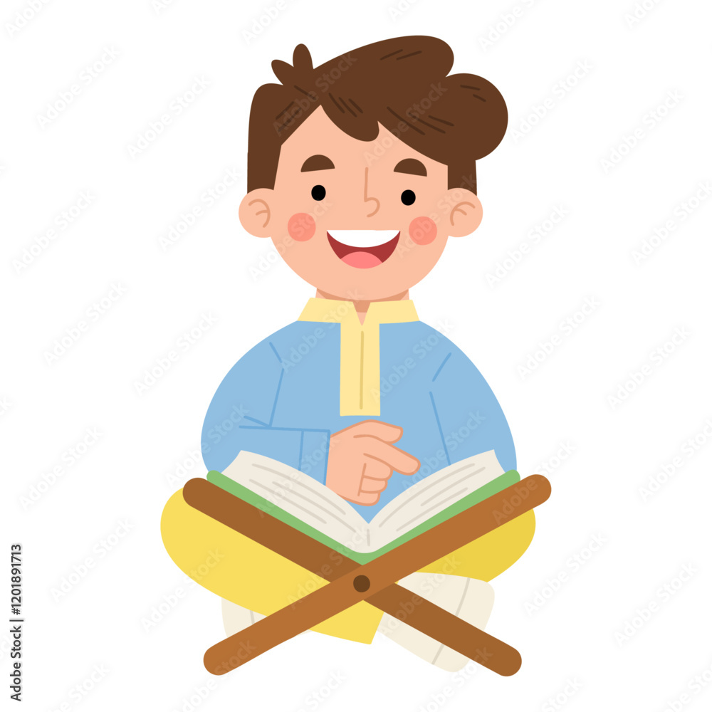 Illustration of Boy Reading a Book Illustration of Boy Reading a Book