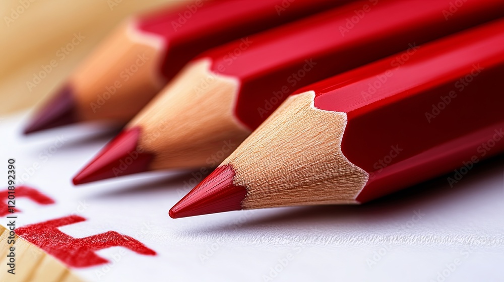 Obraz premium Close-up of Red Pencils Ticking Off Items on Paper