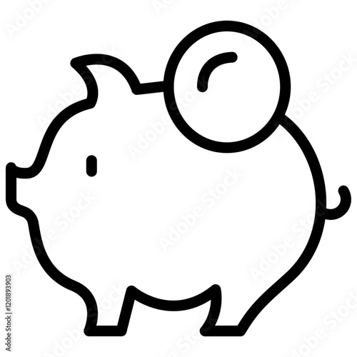 piggy bank with coin colorful vector flat glyph icon.