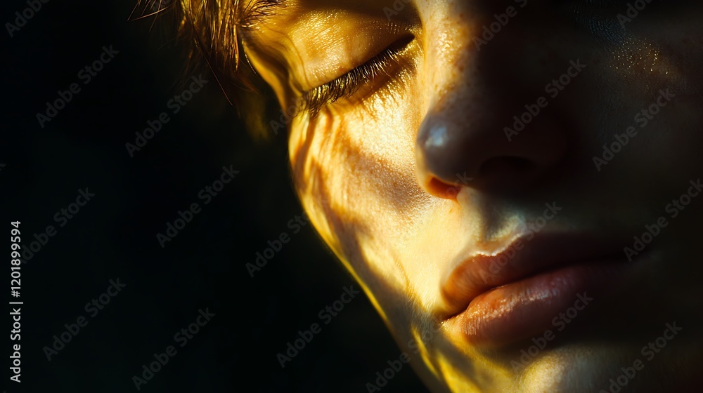 A thoughtful portrait of an adult with light softly illuminating their face suggesting introspection
