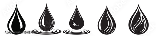 water or oil drop logo design set.black gold.modern illustration.