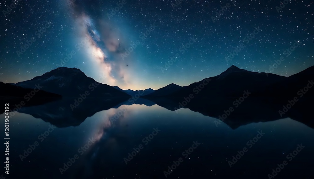 Fototapeta premium Milky Way Galaxy Over Serene Mountain Lake Landscape