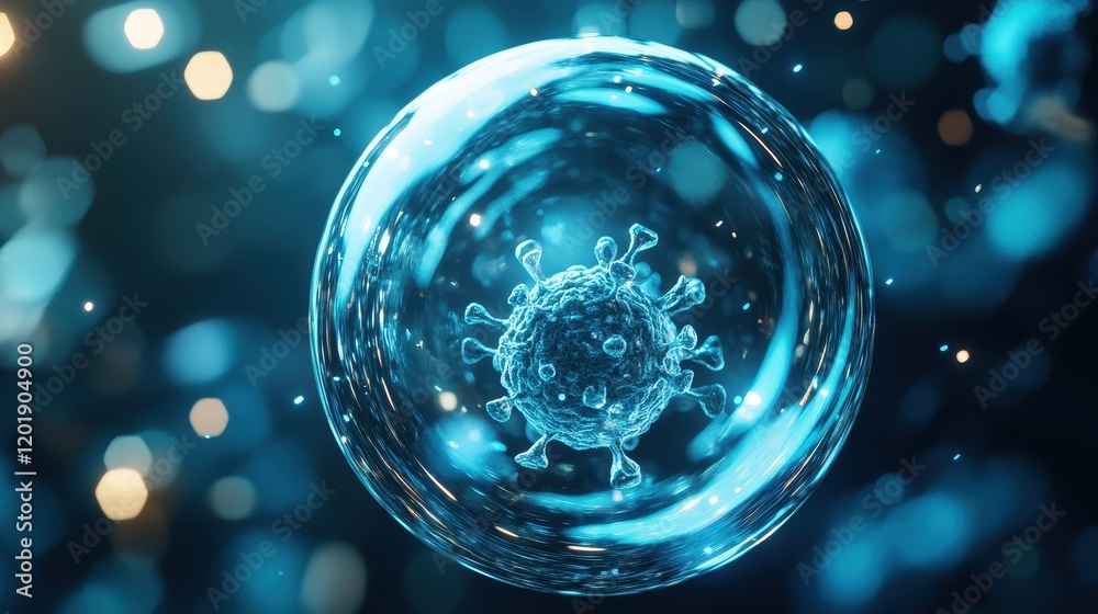 custom made wallpaper toronto digitalVirus encapsulated in a protective bubble, [virus, safety concept, prevention], [minimalistic, clean design, glowing shield effect] 