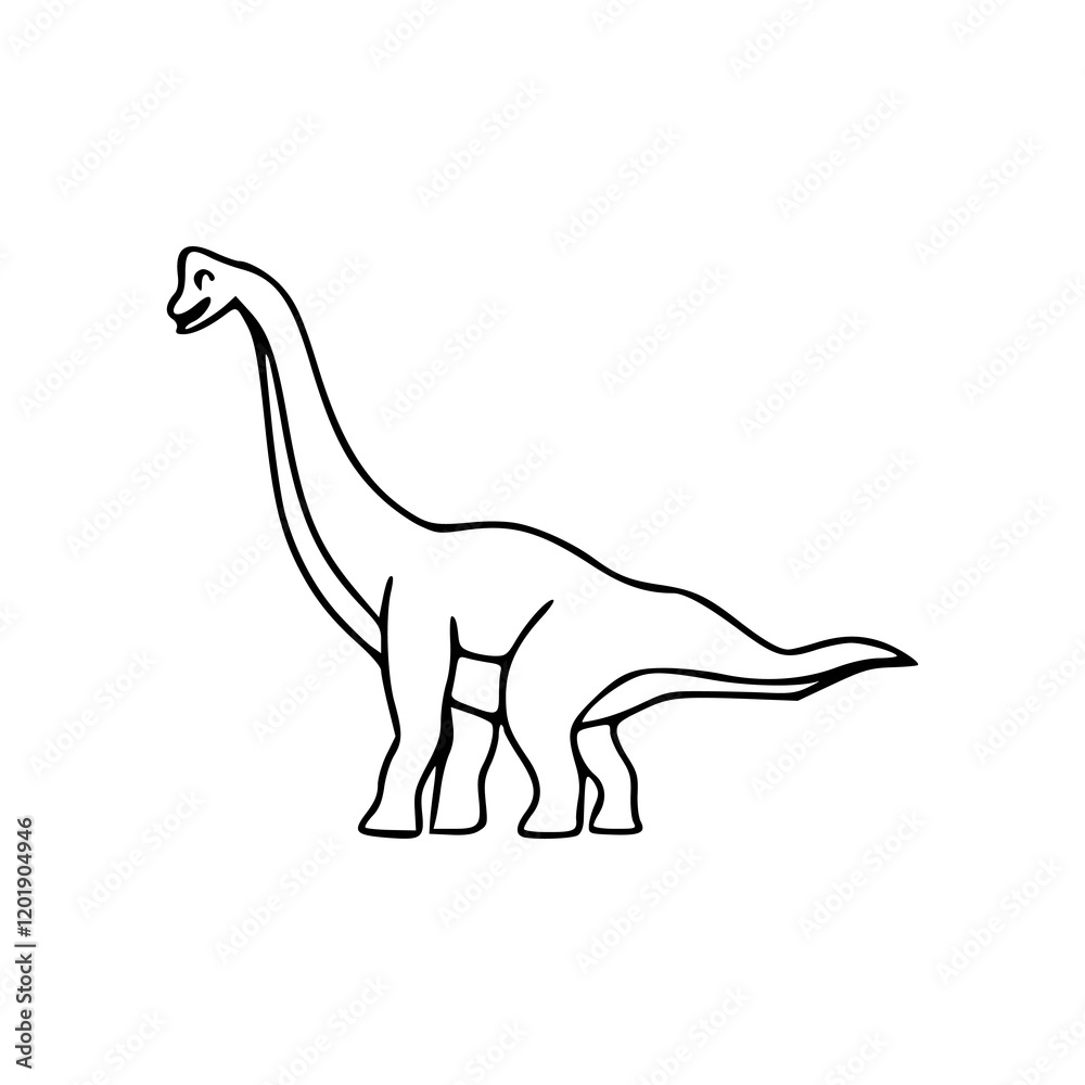Fototapeta premium a line art drawing of a super cute dinosaur cartoon character for coloring page