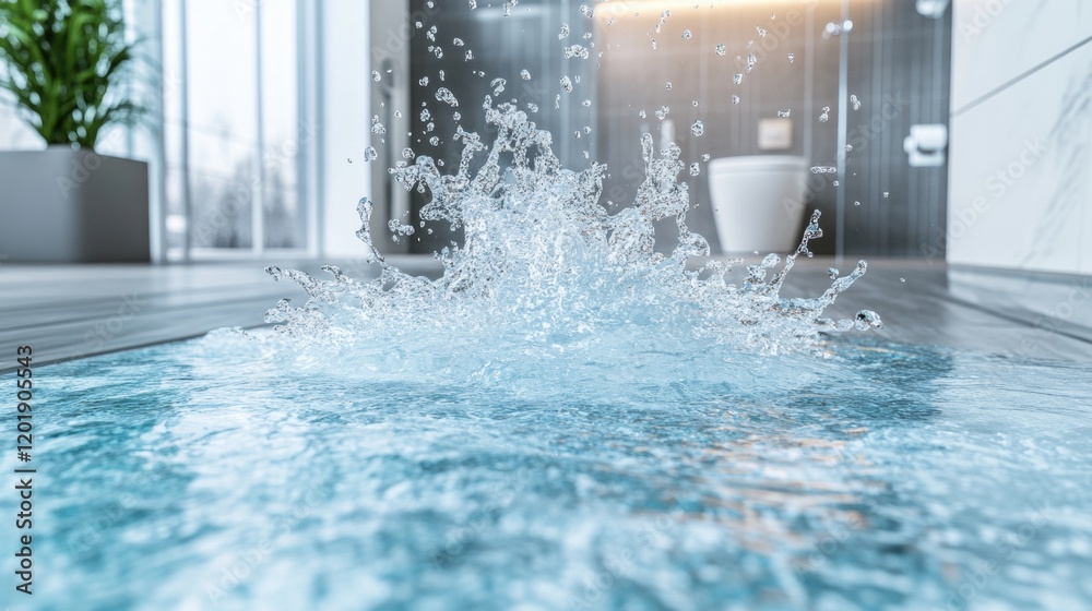 Splash of Water in Modern Bathroom Environment with Natural Light Splash of Water in Modern Bathroom Environment with Natural Light