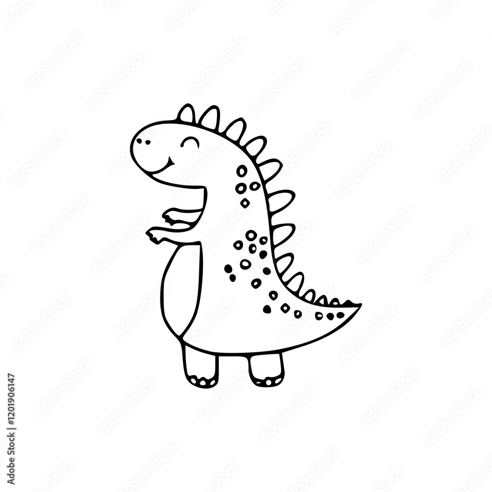 a line art drawing of a super cute dinosaur cartoon character for coloring page a line art drawing of a super cute dinosaur cartoon character for coloring page