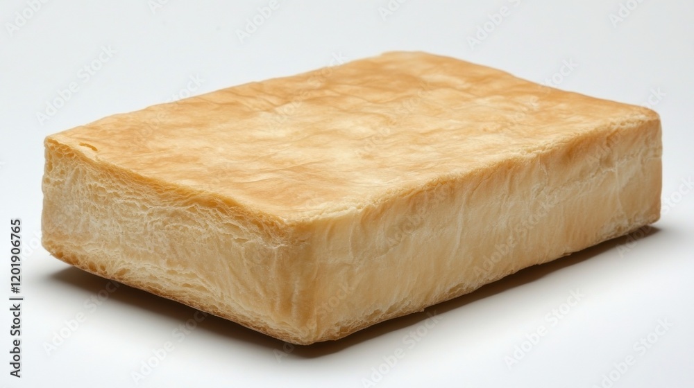 Smooth Block of Natural Soft Cheese on Plain Background Smooth Block of Natural Soft Cheese on Plain Background