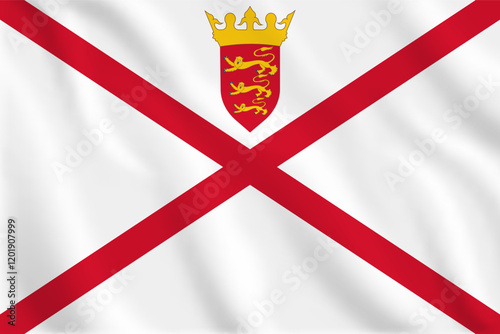 SK135_Jersey_Wave_Flag_0901063d illustration wavy National flag of Jersey Country.