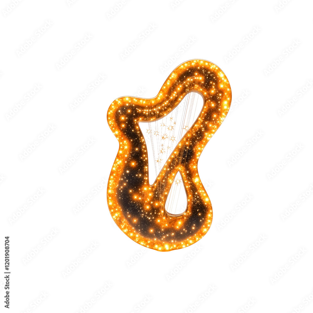Illuminated Harp Sculpture Festive Golden Lights