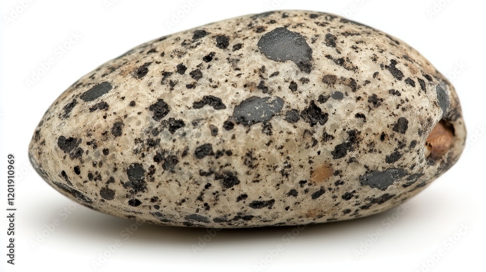 Unique Polished Stone with Distinctive Patterns on White Background Unique Polished Stone with Distinctive Patterns on White Background