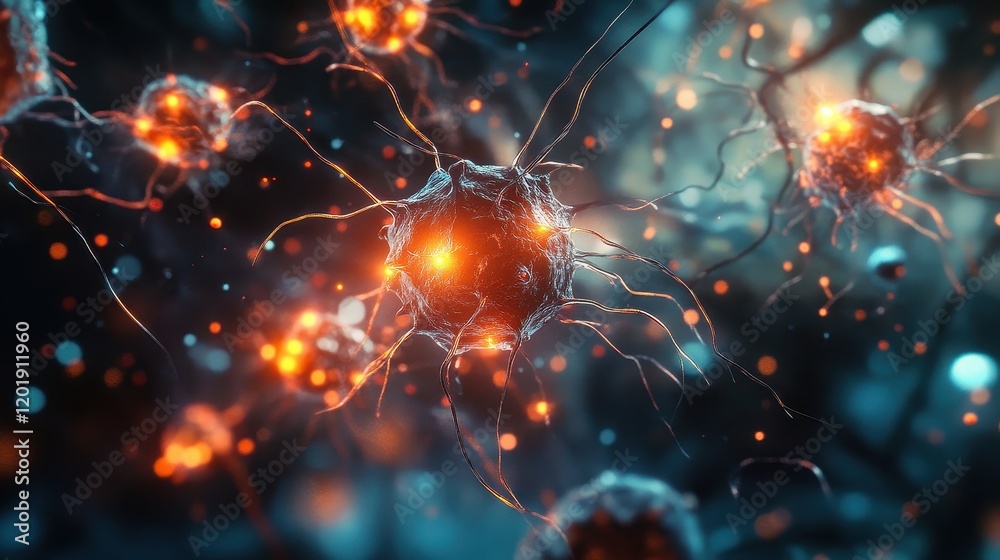 Virus particles interacting with human cells, [virus, medical breakthrough, research concept], [scientific realism, intricate detail, vibrant lighting]