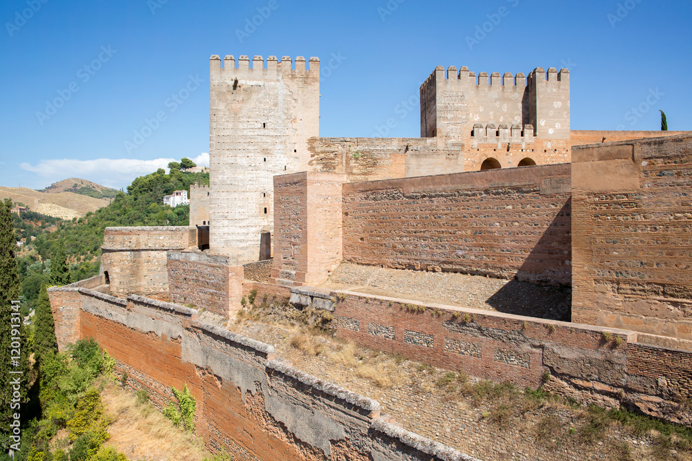 View of one of the defense towers Alhambra, in Granada, Spain. View of one of the defense towers Alhambra, in Granada, Spain.