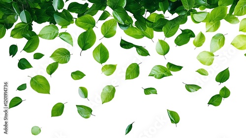 Falling Green Leaves Background Nature Image