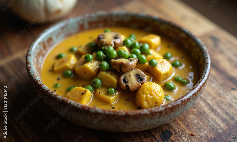 Mushroom and Pea Curry with Coconut Milk