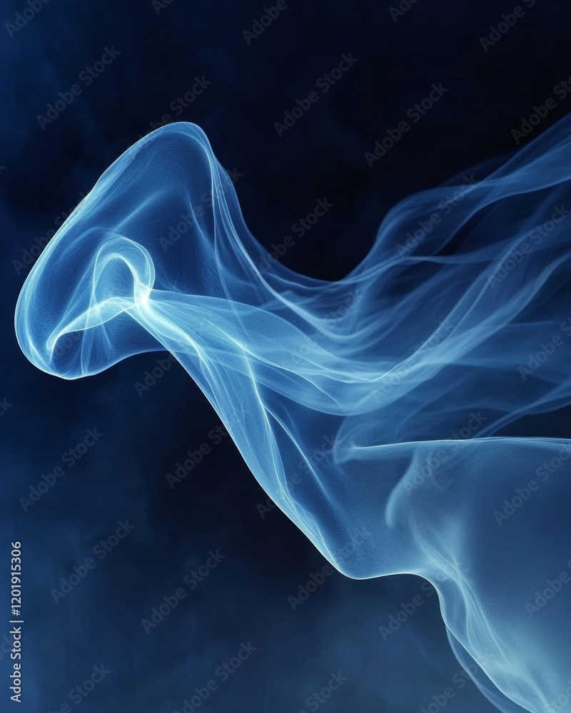 Elegant wisps of blue smoke against a dark backdrop. Elegant wisps of blue smoke against a dark backdrop.