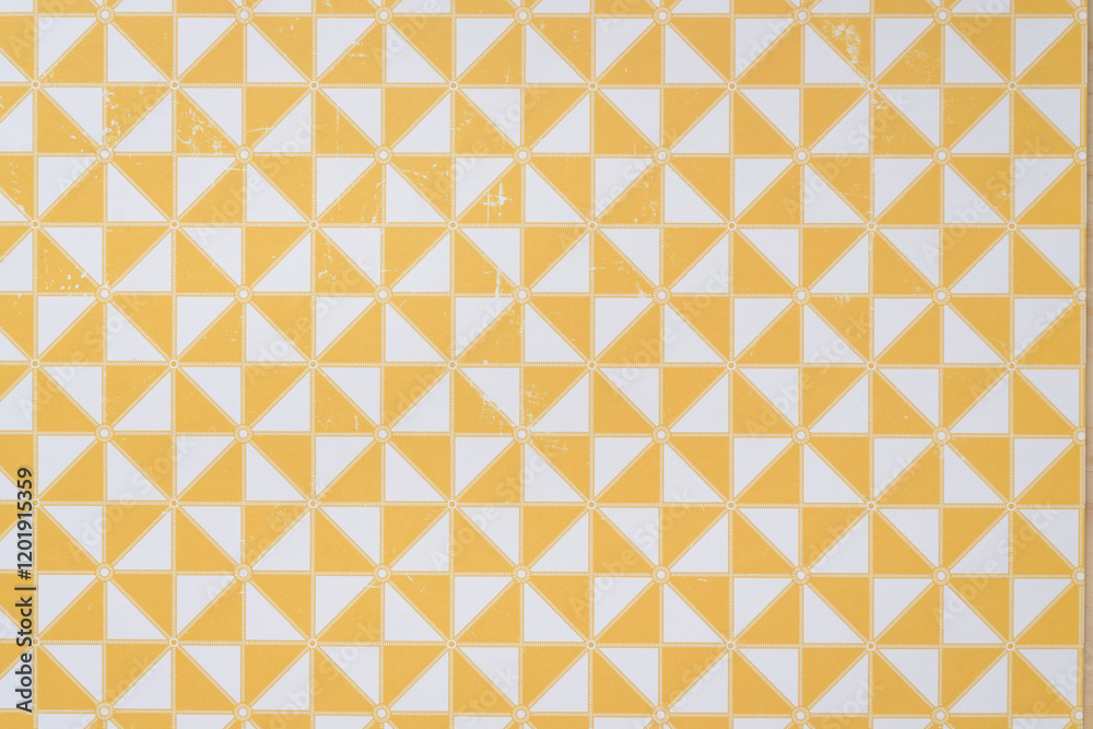 Fototapeta premium decorative scrapbooking paper with yellow and white pin-wheel pattern