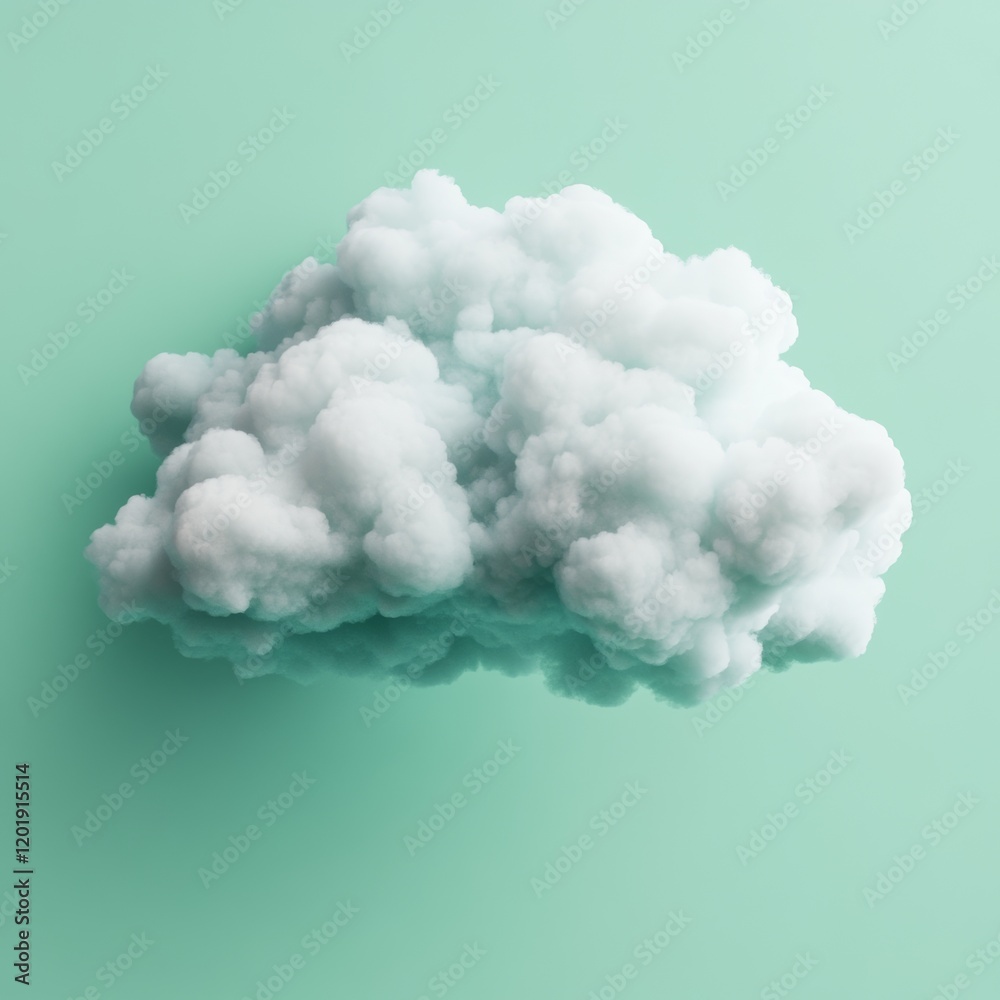 Naklejka premium Fluffy cloud on a mint green background.