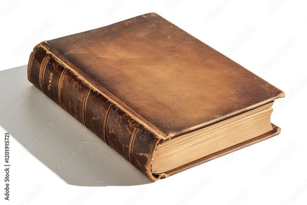 Obraz premium A vintage leather-bound book with a worn cover, suggesting age and historical significance.