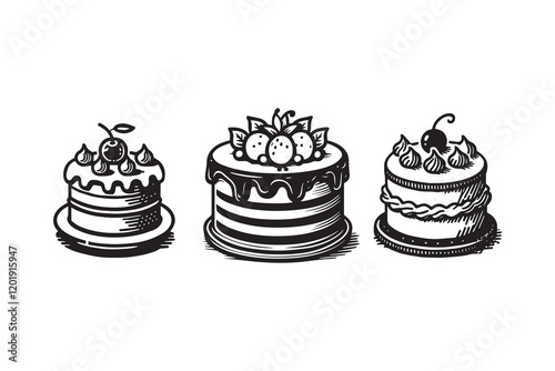 Set of cake silhouette. Cake shop icon for logo 