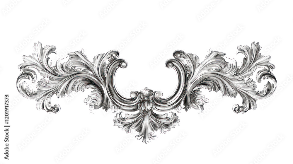 Fototapeta premium Intricate silver ornamental design suitable for elegant decor and artistic projects, adding a touch of sophistication and luxury to any design.