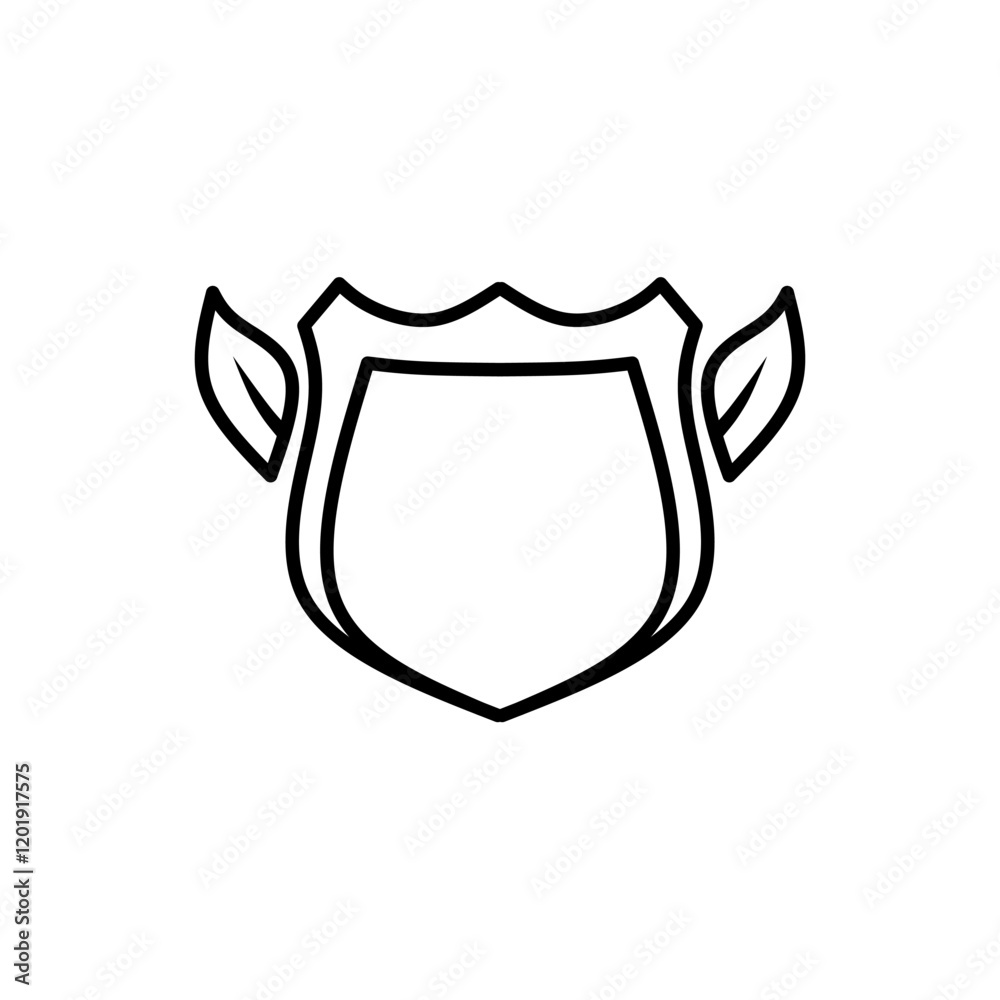 black shield emblem with leaf wings black shield emblem with leaf wings
