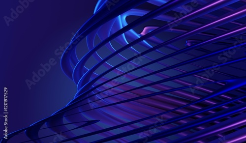 Abstract swirling purple blue lines digital art, dark background, website header design