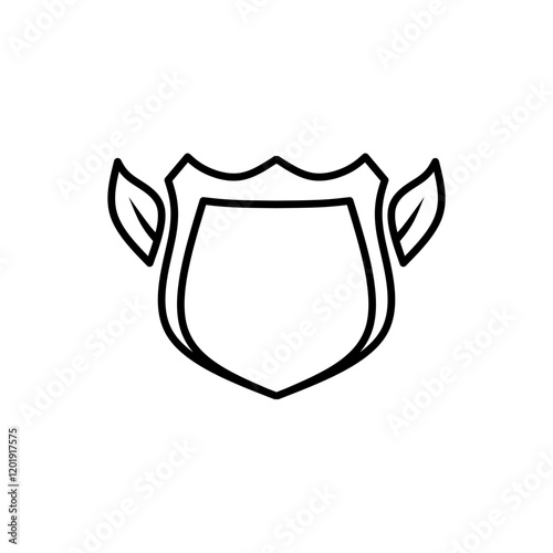 black shield emblem with leaf wings