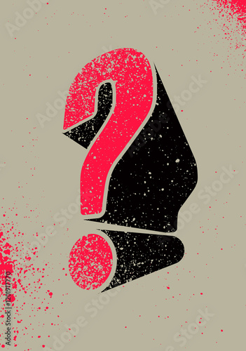 Question mark typographical grunge vintage style poster design. Retro vector illustration.