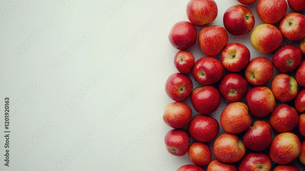 Fresh Red Apples Piled on White Surface for Healthy Lifestyle Fresh Red Apples Piled on White Surface for Healthy Lifestyle