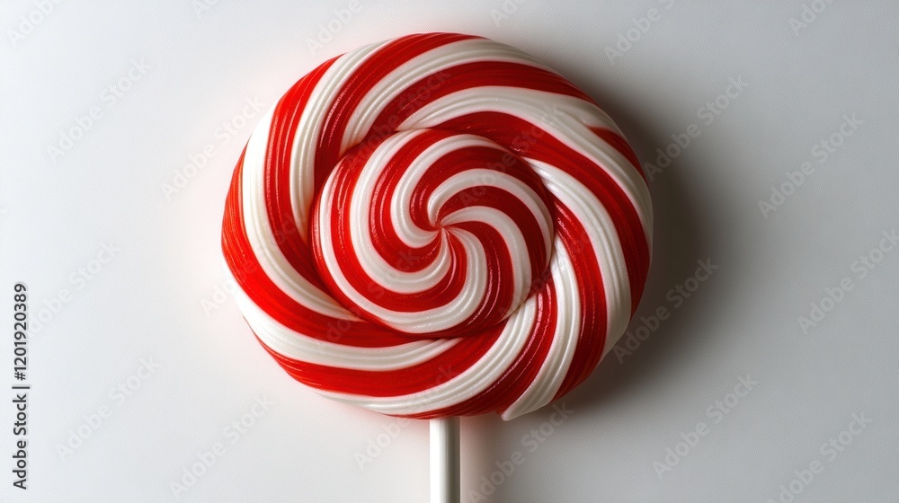 Red and White Swirled Lollipop on White Background Red and White Swirled Lollipop on White Background